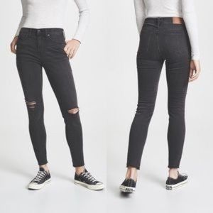 Madewell 9" High Riser Skinny Skinny Jeans Faded Black Distressed 25T